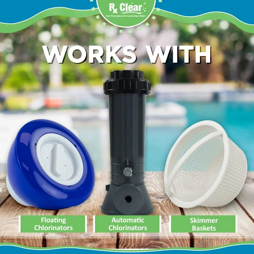 Rx Clear 3″ Dissolving Stabilized Chlorine Swimming Pool Tablets – (Choose Size)