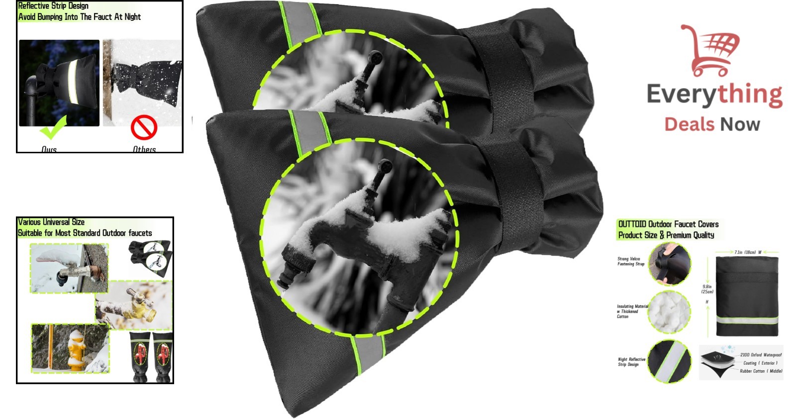 Universal Fit 2-Pack Winter Faucet Covers – Enhanced Insulation & Safety Design