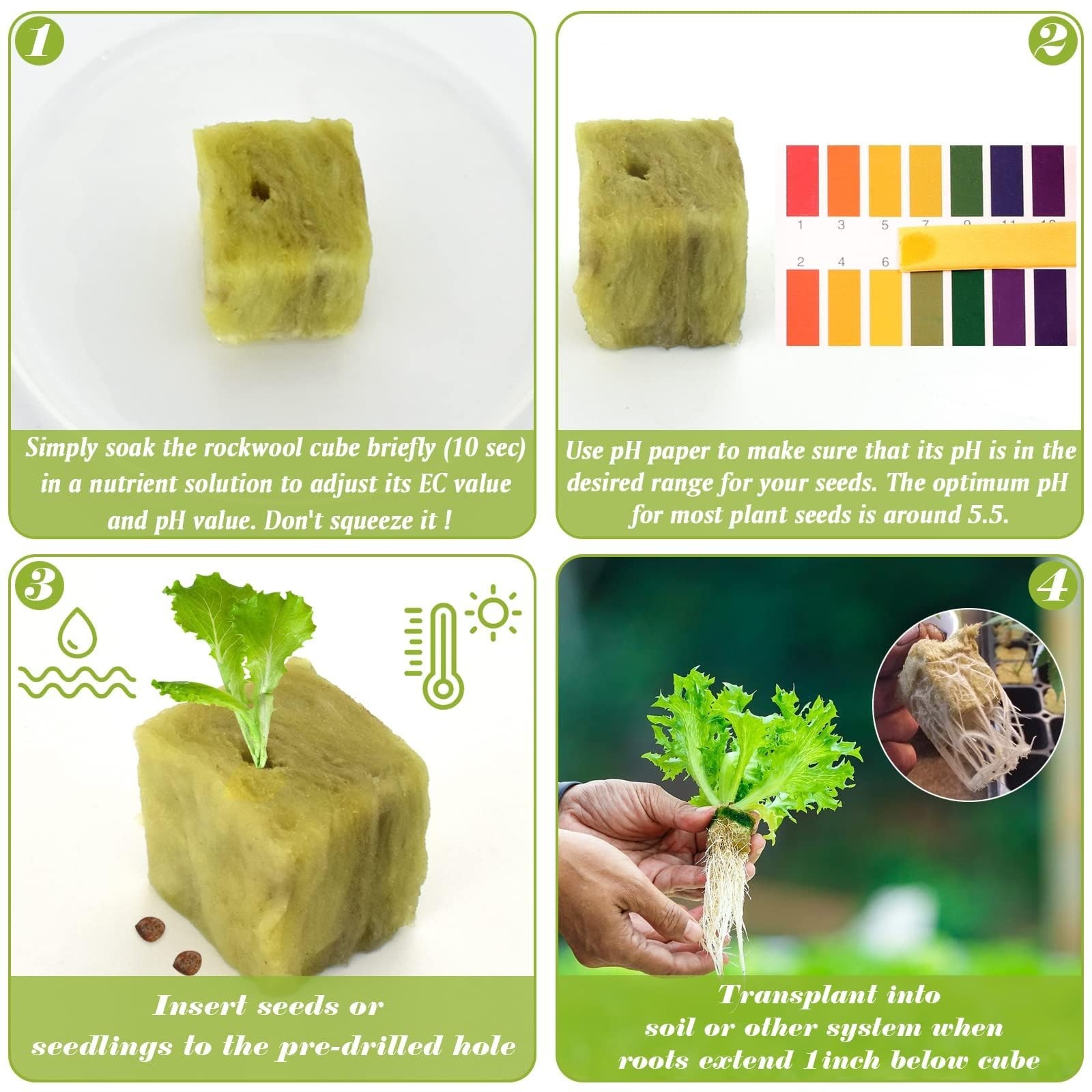 1″ Rockwool Cubes for Hydroponics – 300 Starter Plugs for Soilless Cultivation