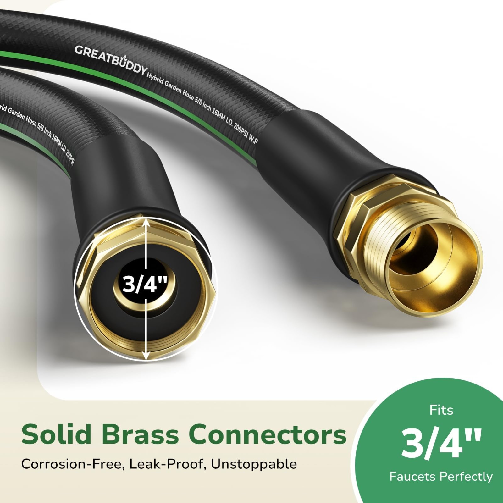 100FT 5/8′ Rubber Garden Hose – Heavy Duty Water Hose, Male to Female, 600PSI