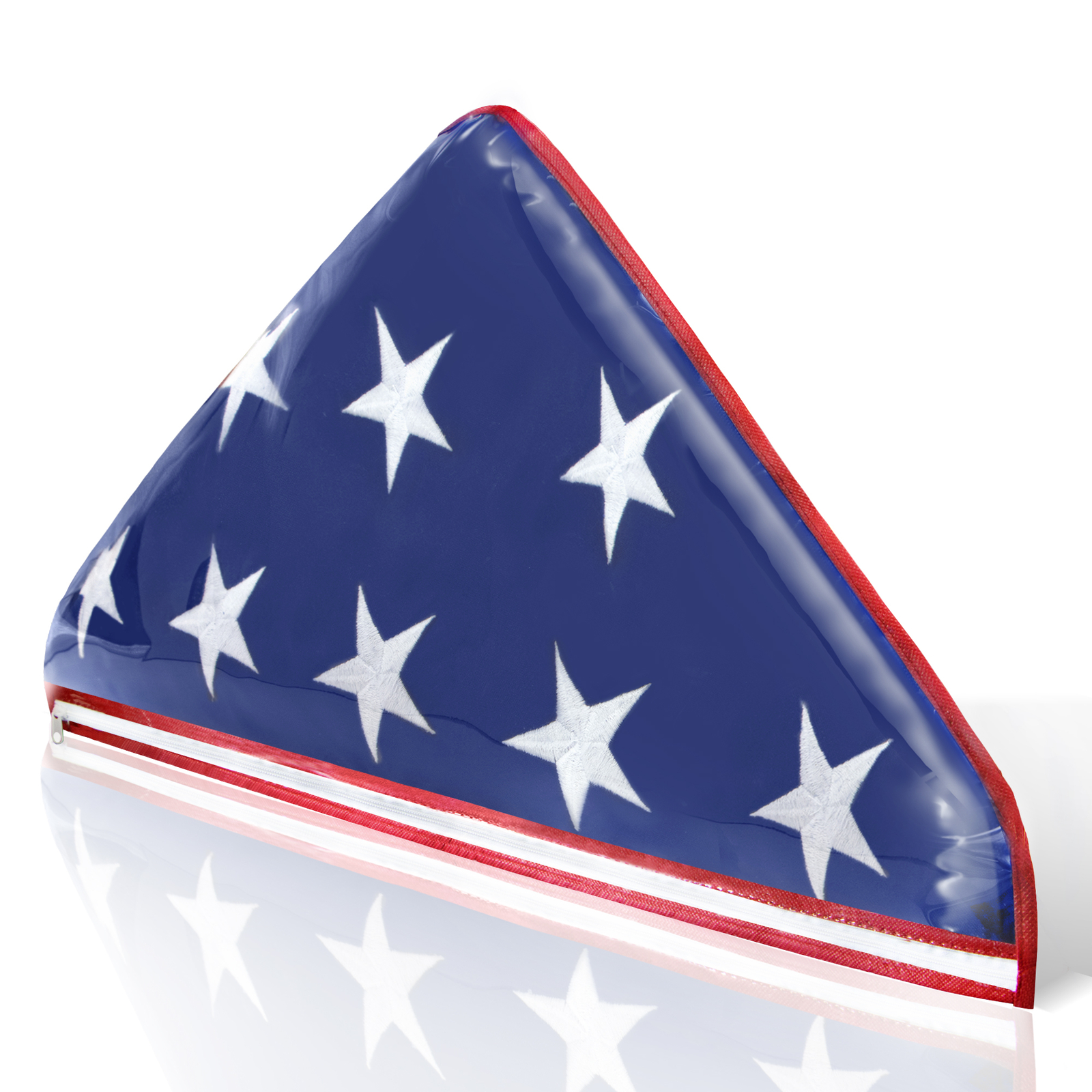 Vinyl Memorial Flag Display Bag – American Veteran USA Folded Flags Plastic Bags