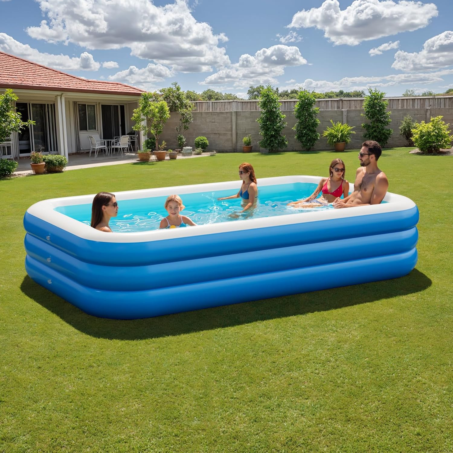 Inflatable Pool for Adults, 103” X 65” X 22” Large Inflatable Pool for Adults