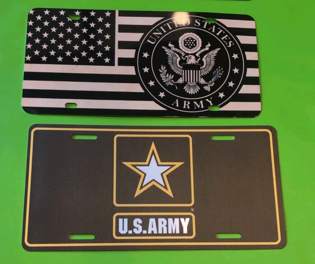Lot of 3 U.S. Army License Plate Covers Black White Flag Eagle Star Military