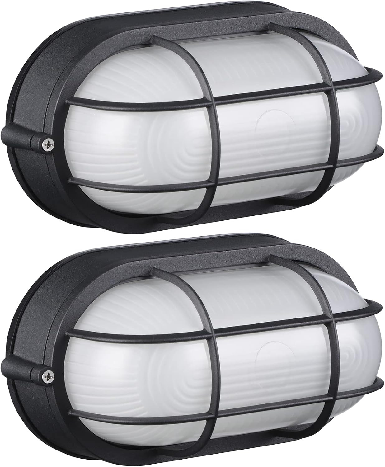 2-Pack 8.5” Bulkhead Light, Oval Bulkhead Wall Light, E26 Base | Match with 40W