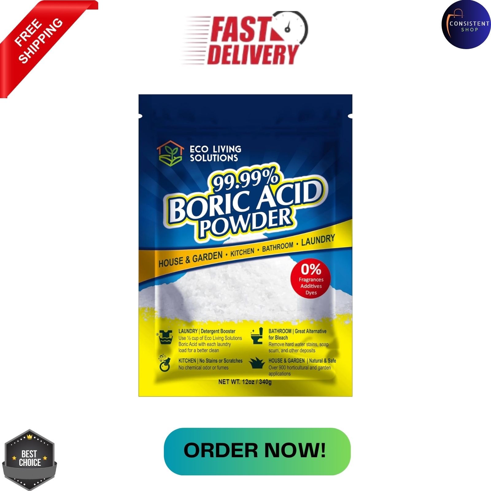 99.99% Boric Acid Powder | Horticultural Garden Application | Multipurpose Clean