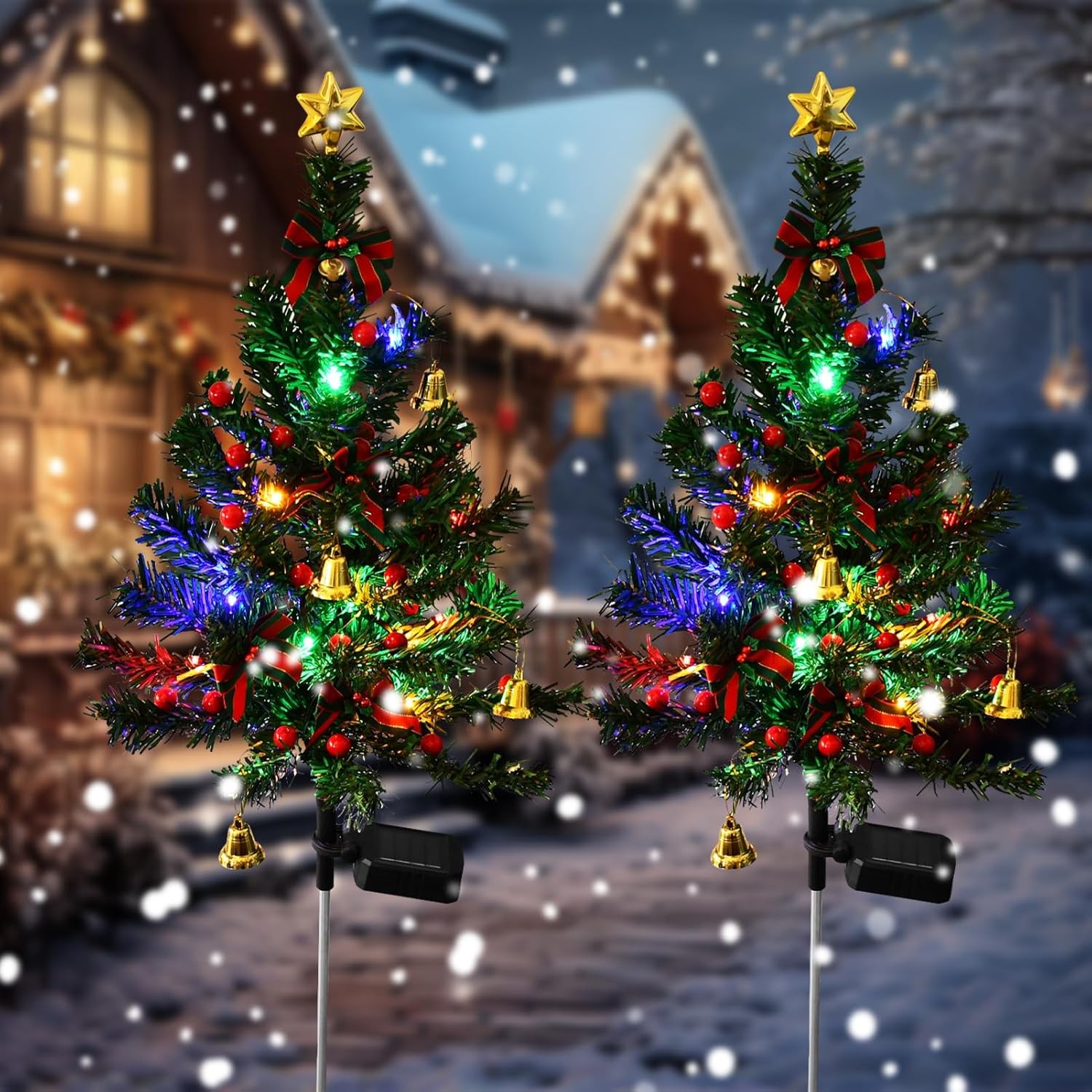 1PC Solar Christmas Tree Lights Outdoor Garden Stake Waterproof Xmas Tree Lights