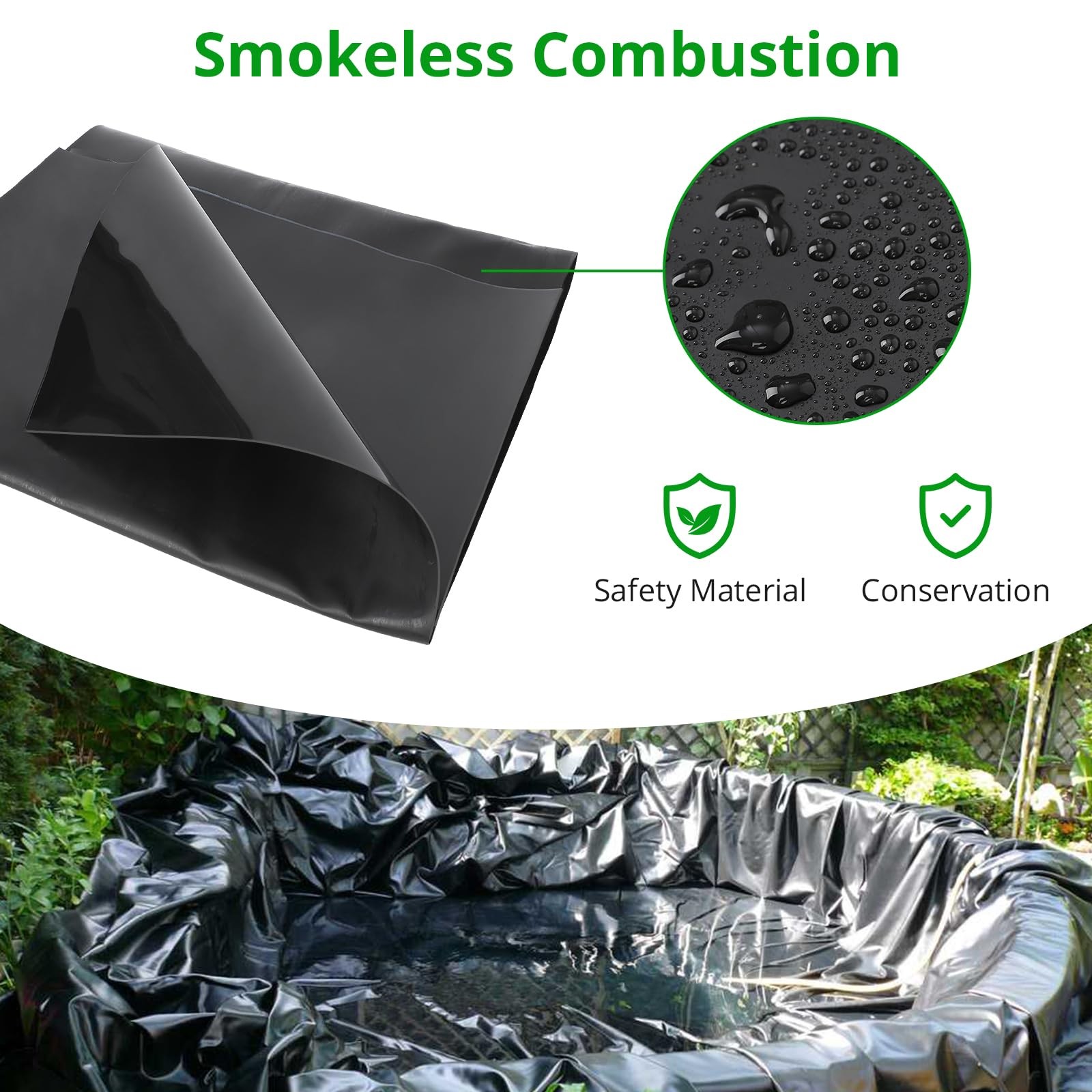 EPDM Pond Liner 45 Mil 10×15/12×15/15×15/15x20ft Garden Waterproof Rubber
