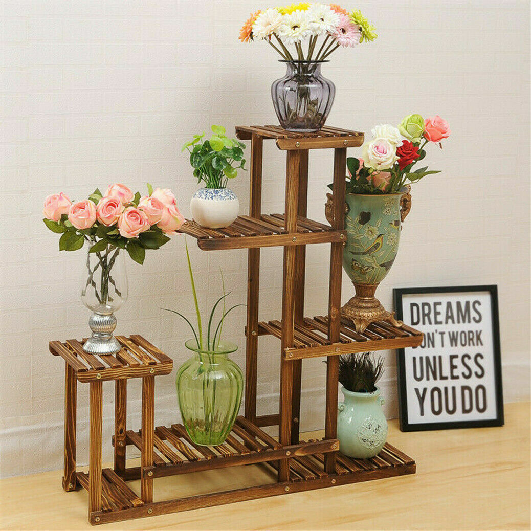 High Tall Large Flower Plant Stand Wood Bamboo Metal Plant Stand Shelf Gathering