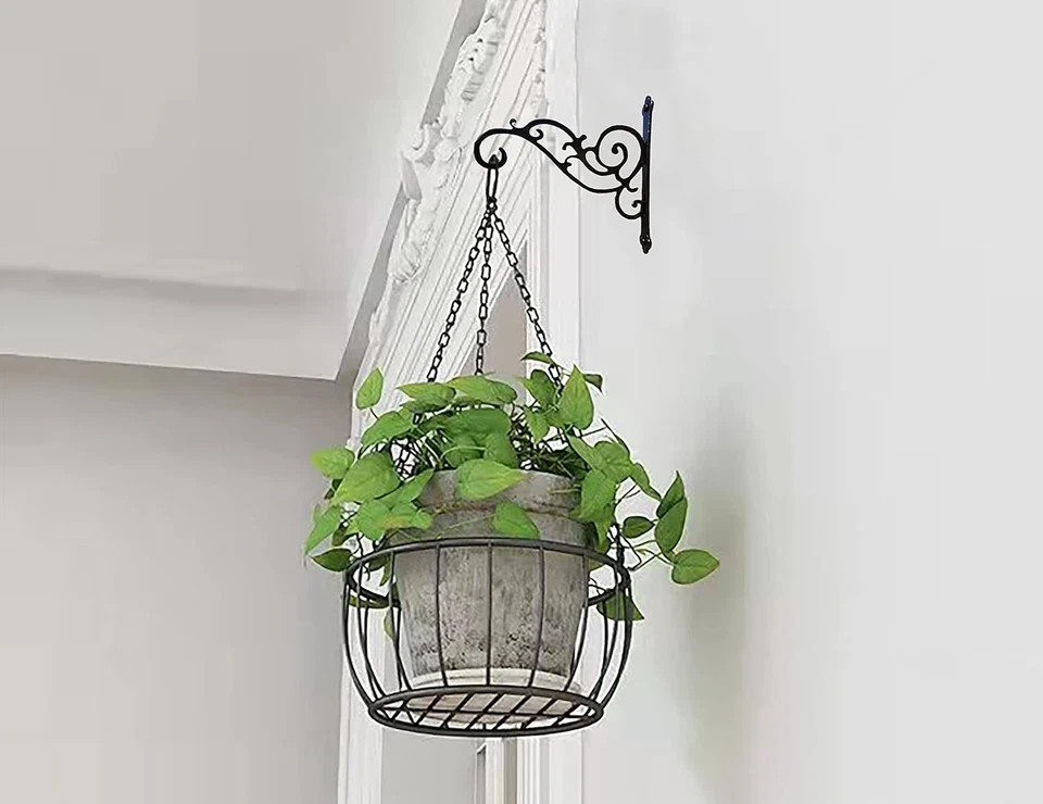 N+A Sunshine Iron Metal Hanging Planter Bracket, 2 Pack Wall Hooks for Hanging