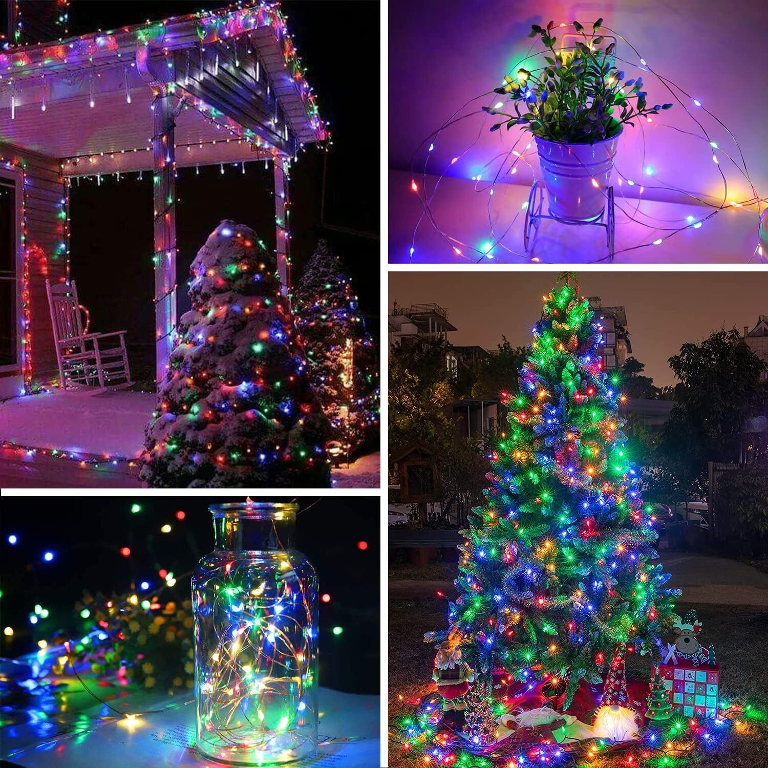 100-200 LED Solar Christmas String Lights Fairy Garden Outdoor Party Lamp