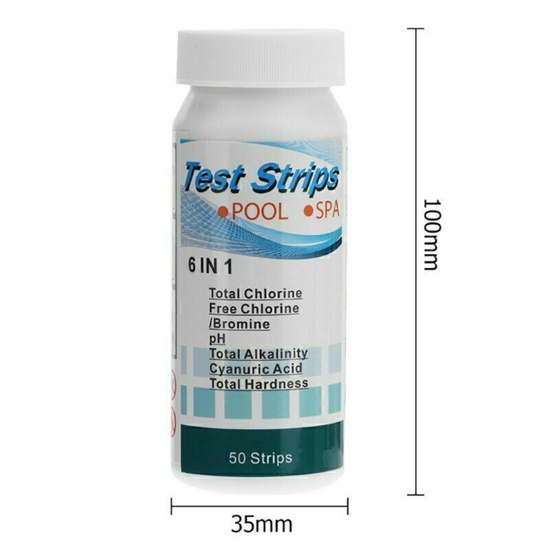 50pcs 3/6IN1 Chlorine Dip Test Strips Hot Tub SPA Swimming Pool PH Tester Paper