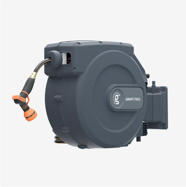 Giraffe Tools Retractable Garden Water Hose Reel Wall Mounted 5/8-IN 115-FT-Yard