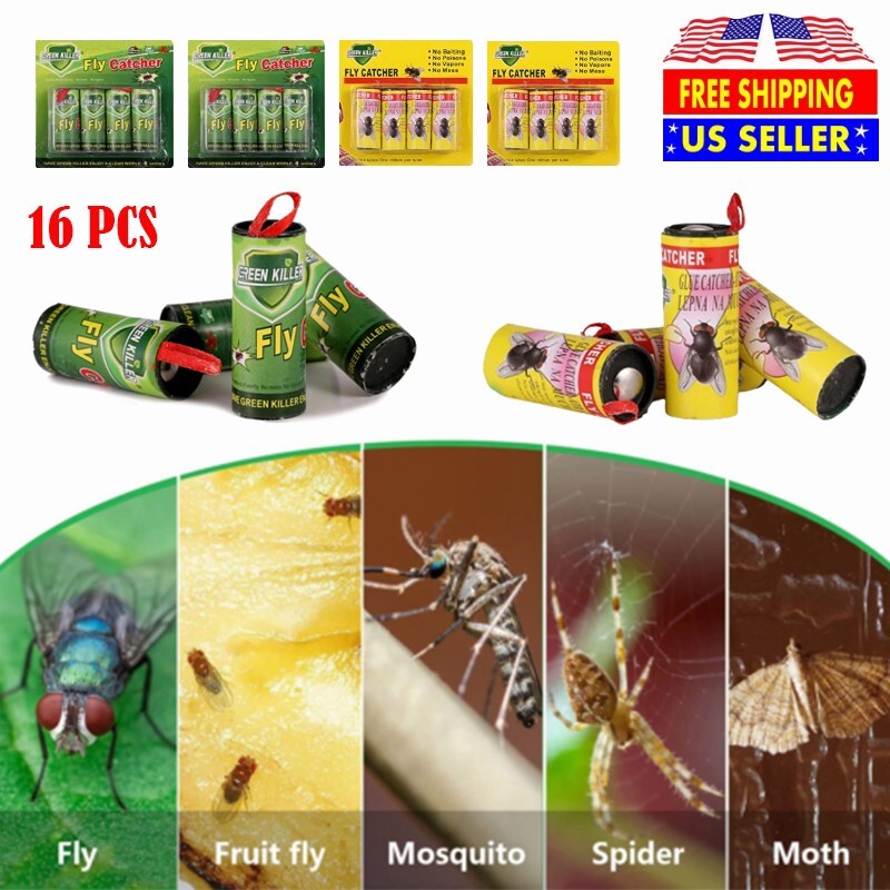16 Rolls Fly Sticky Trap Paper Insect Bug Catcher Strip Fly Sticker Non Toxic US