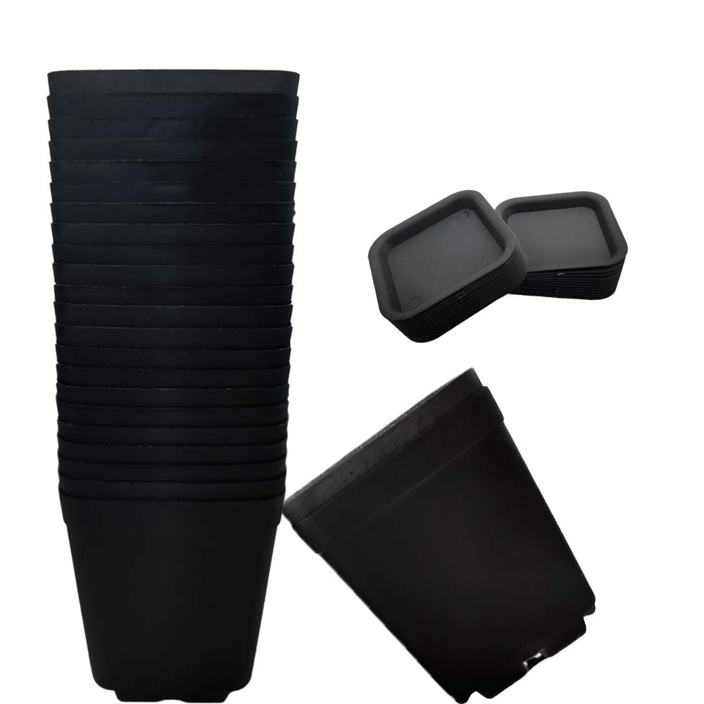 OJYUDD 24 Pack 3 Inch Black Nursery Pot Flower Pots Square Plastic Plant Pot Pla