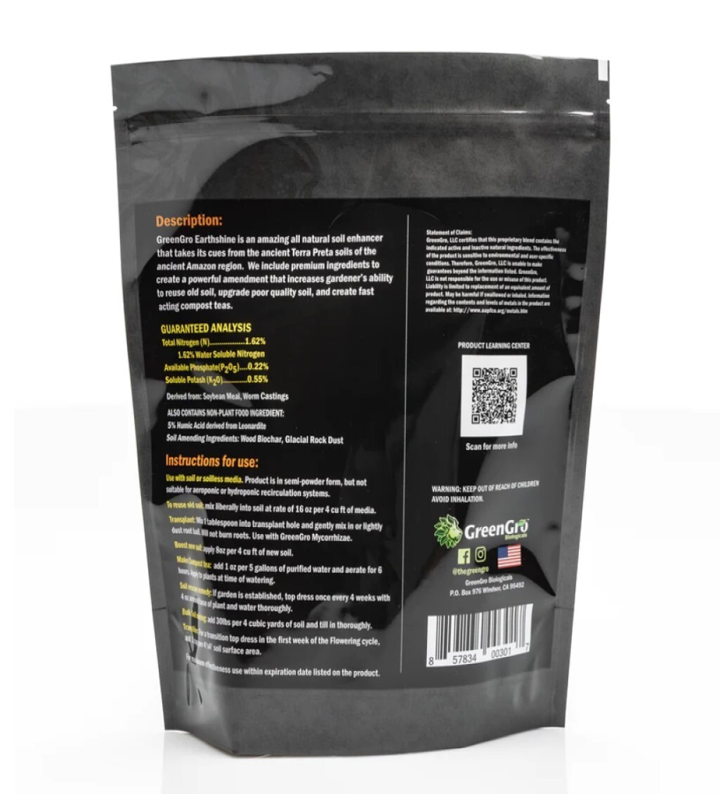 Earthshine Biochar Blend Soil Amendment 5 lbs by GreenGro Biologicals