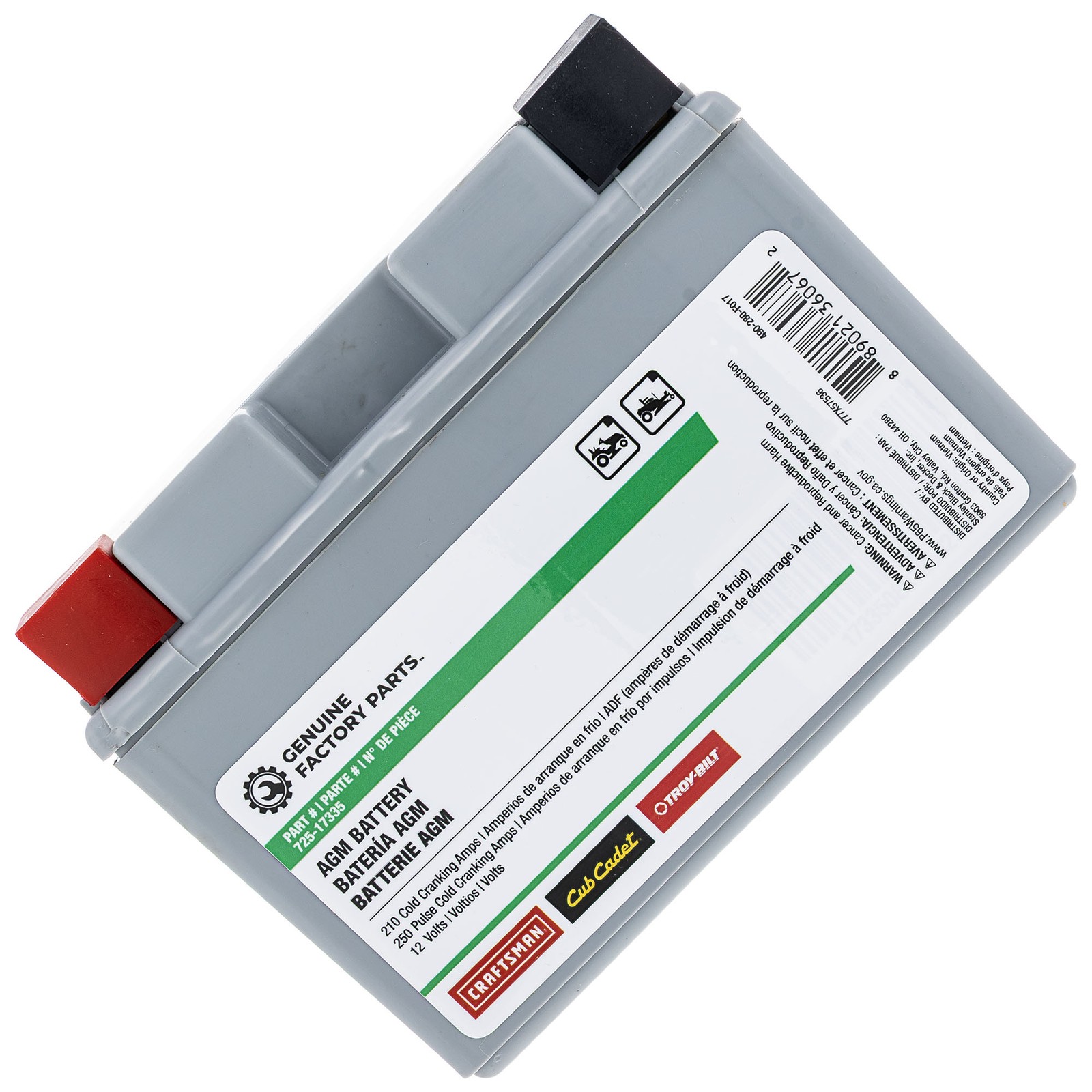 MTD 490-280-F017 12-Volt AGM Battery 210 CCA Troy-Bilt Craftsman Yard Machines