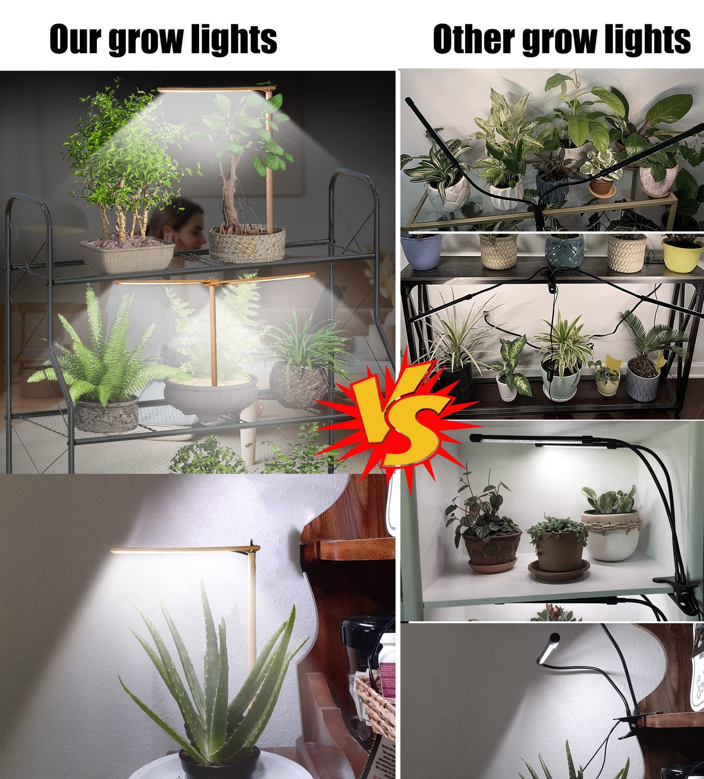 bodkar Wooden Grow Lights for Indoor Plants 2–head, no timer, wood+bamboo