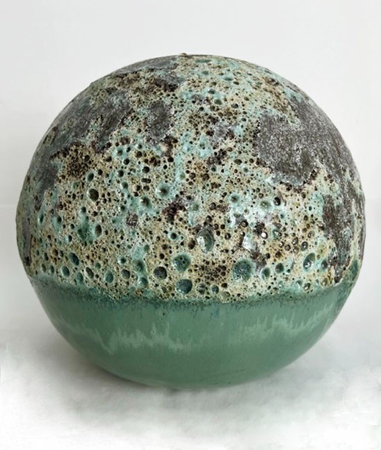 GARDEN GLOBE–11″ CERAMIC, SMOOTH & “MOON SURFACE” INDOOR-OUTDOOR DECOR NWOT #3