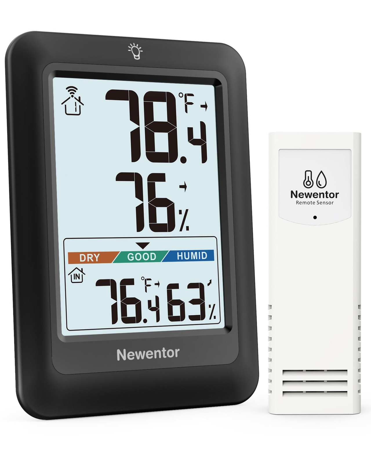 Indoor Outdoor Thermometer Wireless, Weather Station with 24H 48H All Time Ma…