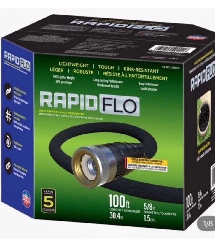 New Teknor Apex Rapid Flo 5/8 in. x 100 ft. Compact Garden Hose, Black