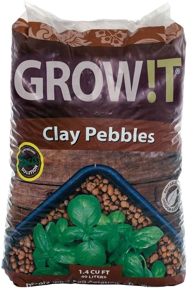 GROW!T 4mm-16mm Clay Pebbles, 40L Natural Drainage Solution for Healthy Plants