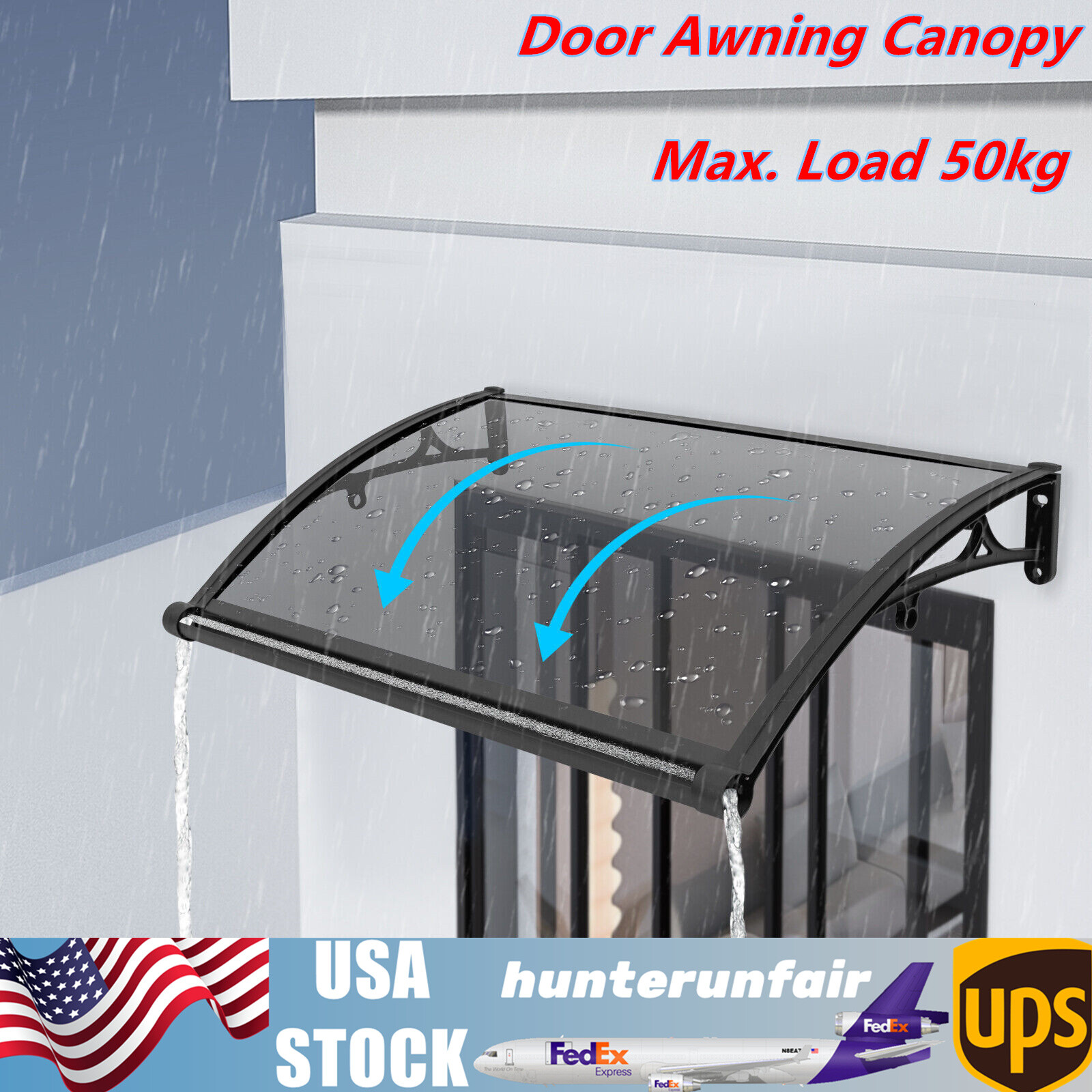 Front Door Drainage Awning Canopy Shelter Patio Window Rain Roof Sun Shade Cover