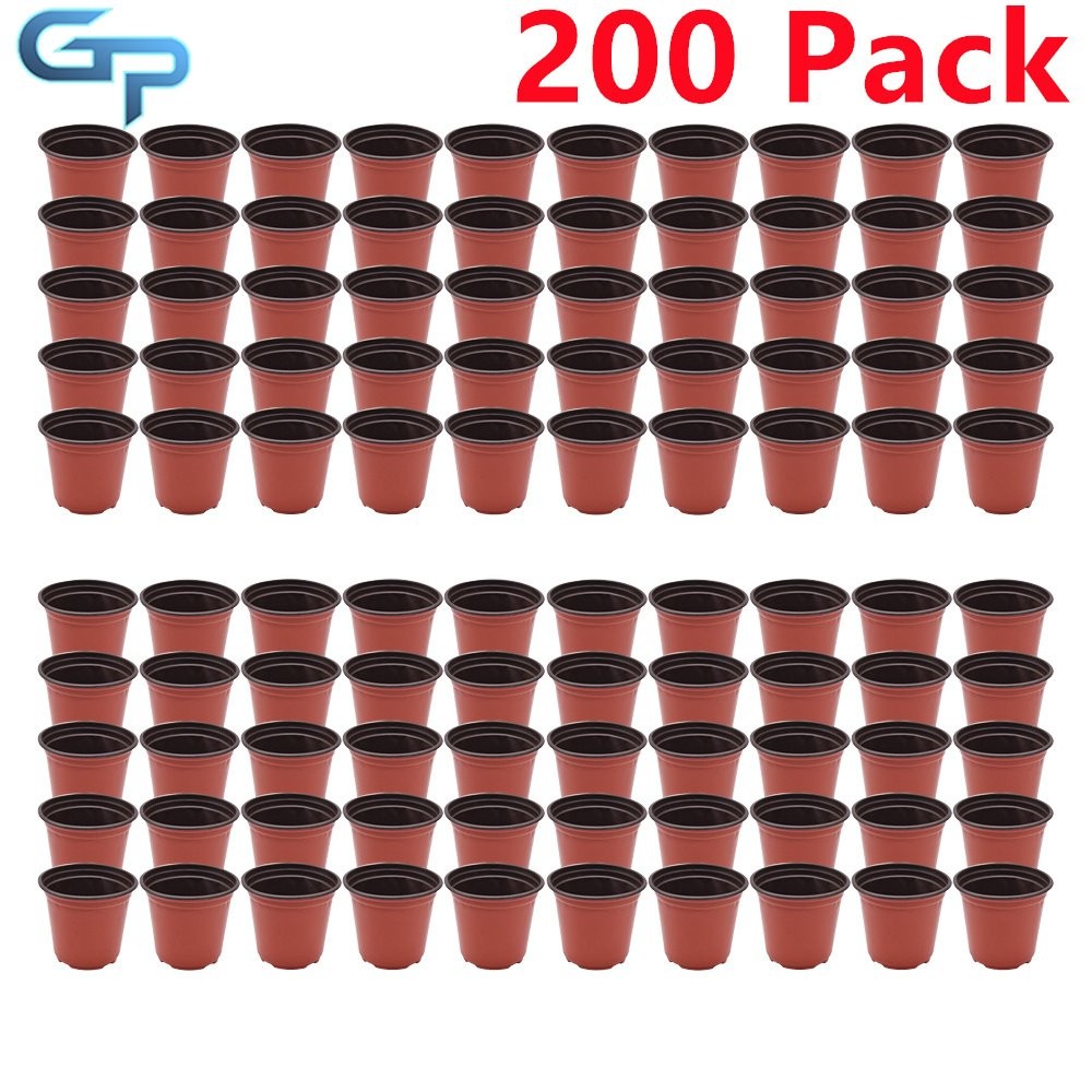 200 Pack Plastic Plant Flowers Pot Nursery Seedlings Cup 3.94 × 3.35 × 3.74In