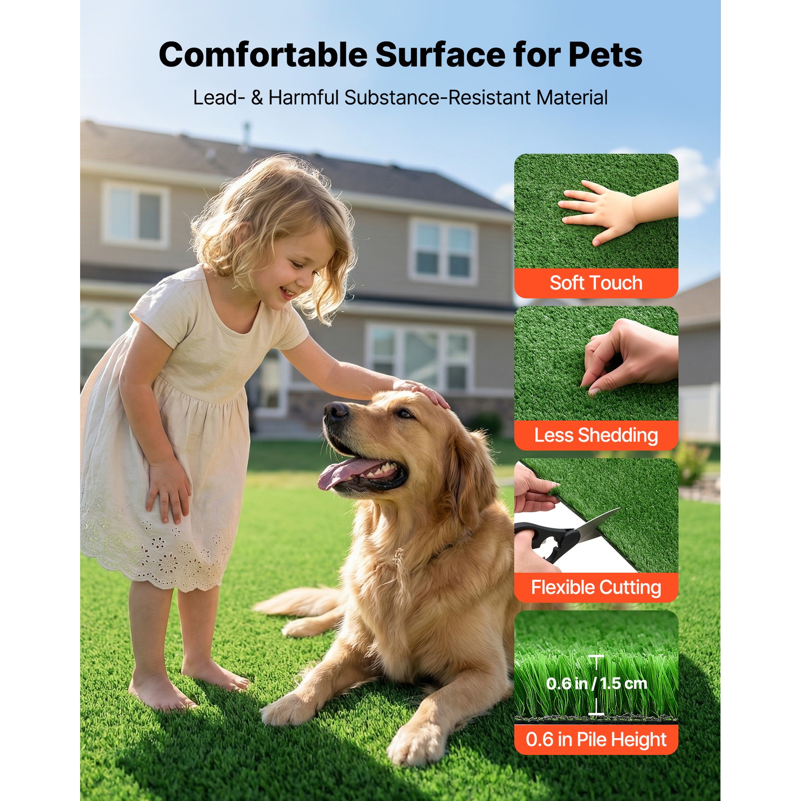 Uimoso Artificial Grass 18 x 10 ft Synthetic Turf Rug for Indoor and Outdoor Use