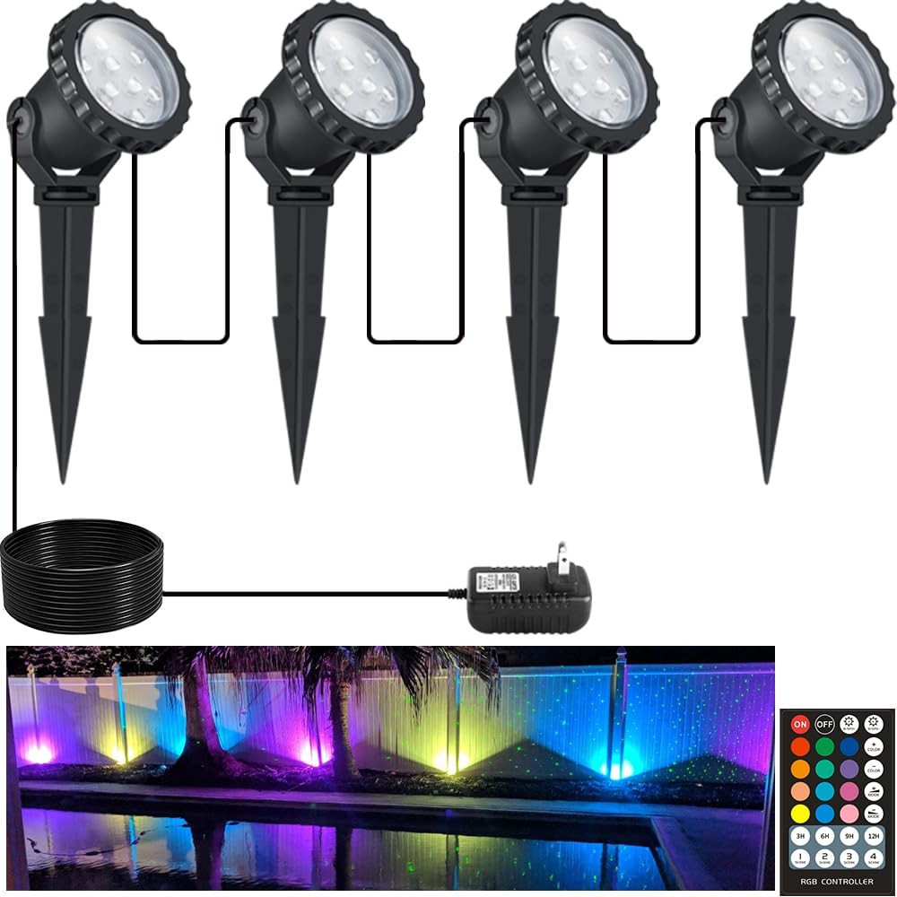 Spotlights Outdoor, RGB Color Changing Landscape Lights 12W 800lm 120V Plug i…